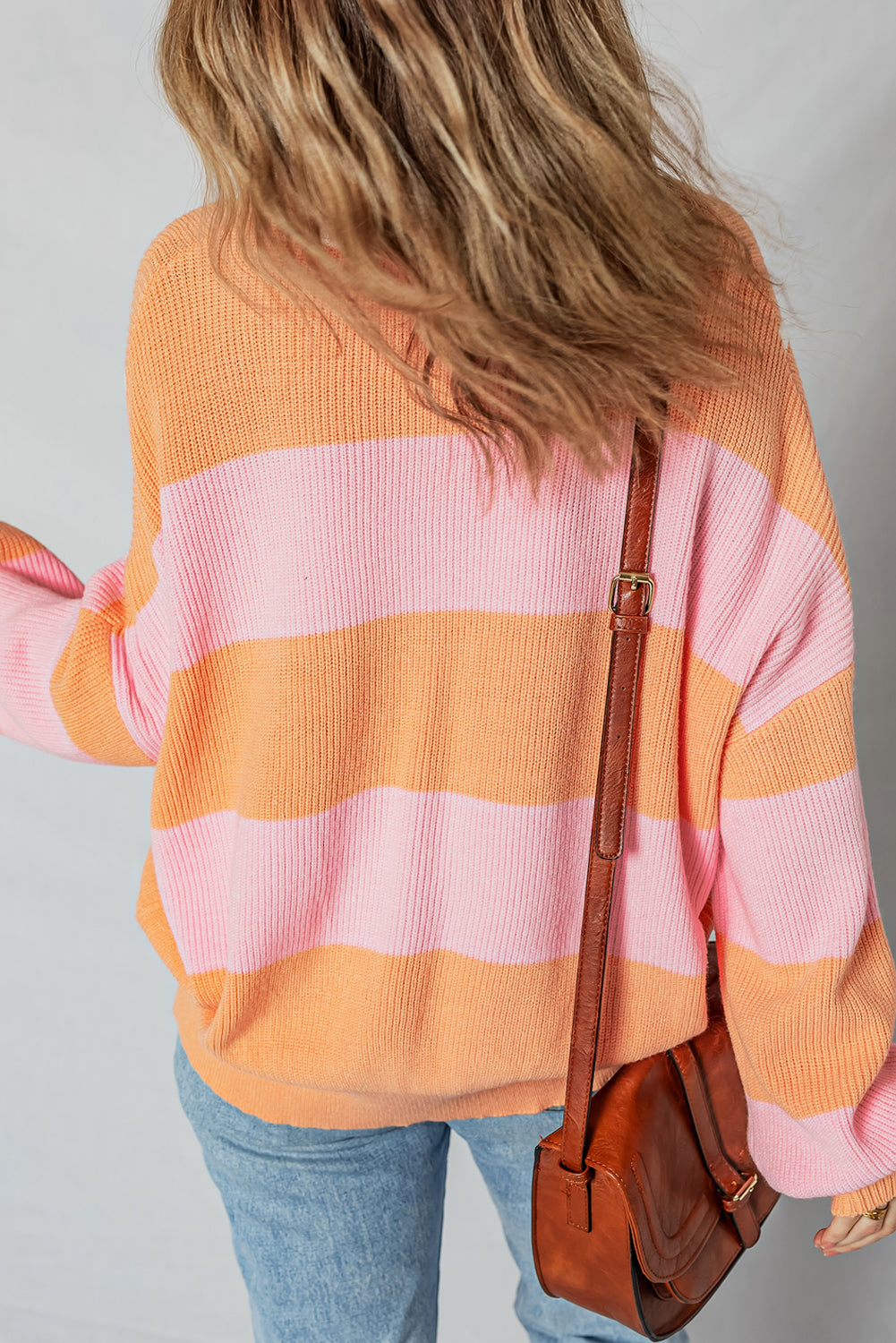 Colorblock Half Zip Oversize Sweater