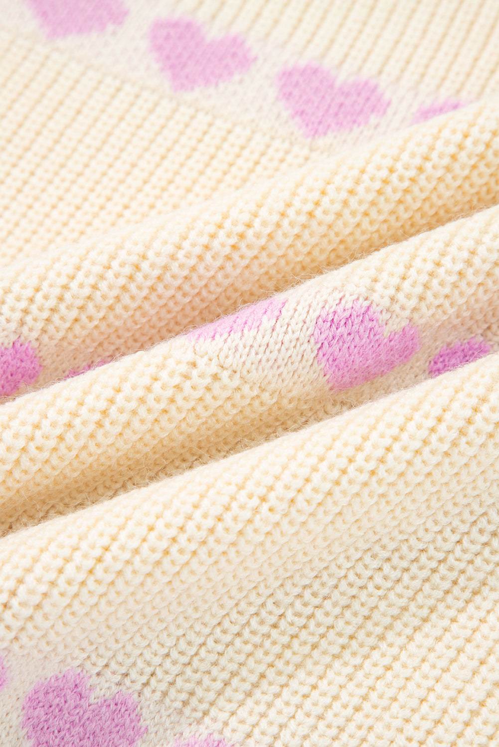 Heart Pattern Valentine Ribbed Knit Sweater