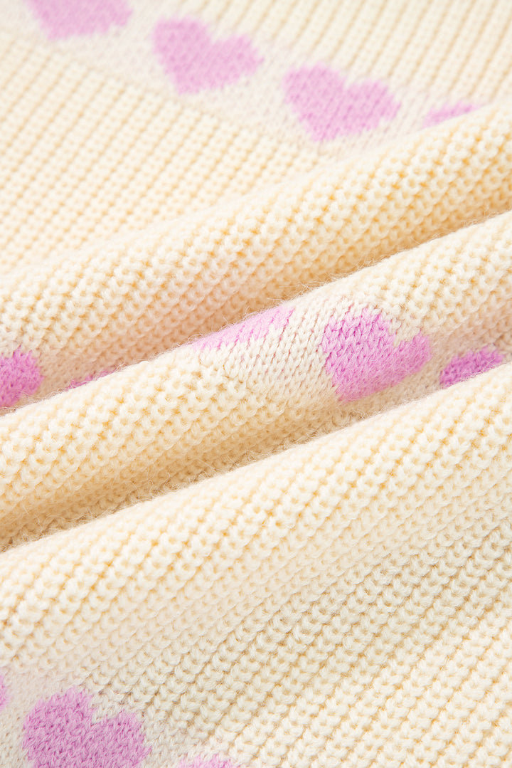Heart Pattern Valentine Ribbed Knit Sweater