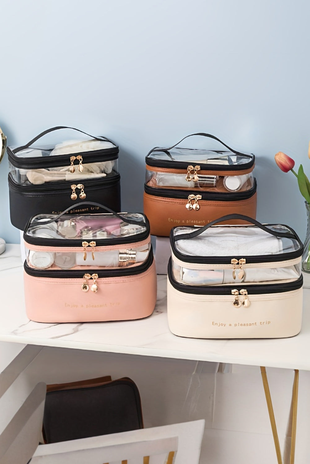 Waterproof PVC Double-layer Cosmetic Bag