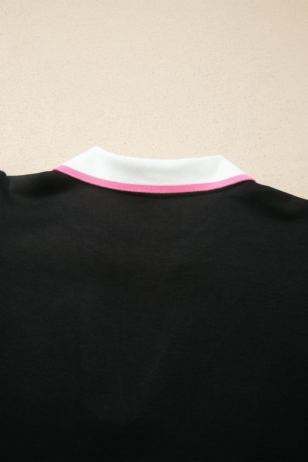 Black Preppy Striped Trim V Neck Polo Tee Drawstring Skort Set