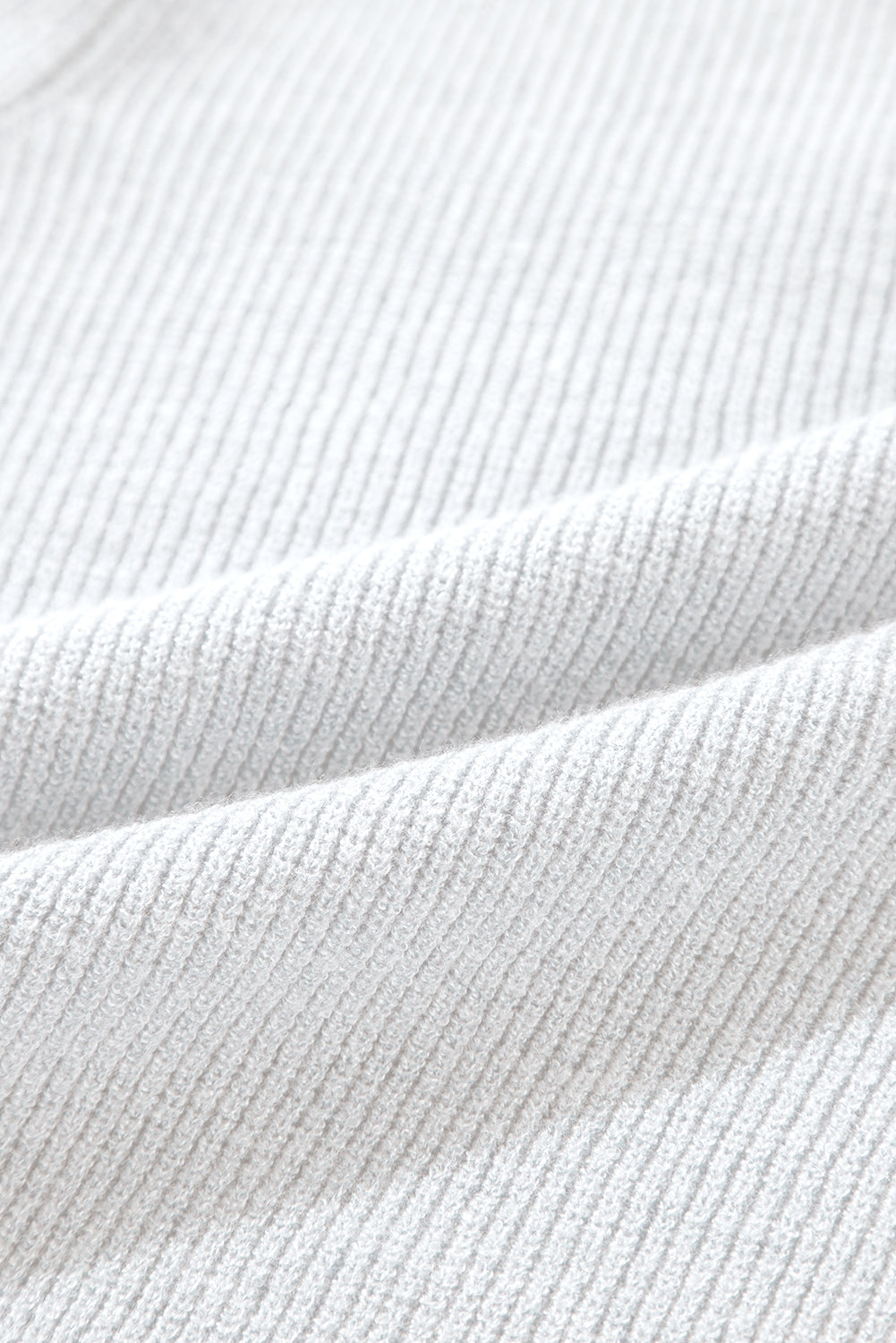 White Lightweight Ribbed Knit Button Front V Neck Cardigan