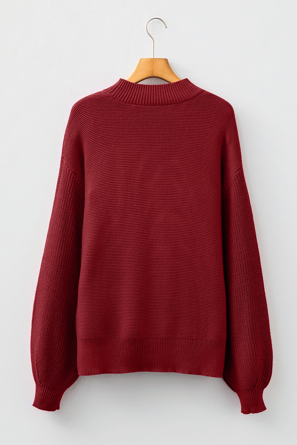 Solid Color Front Seam Drop Shoulder Loose Sweater