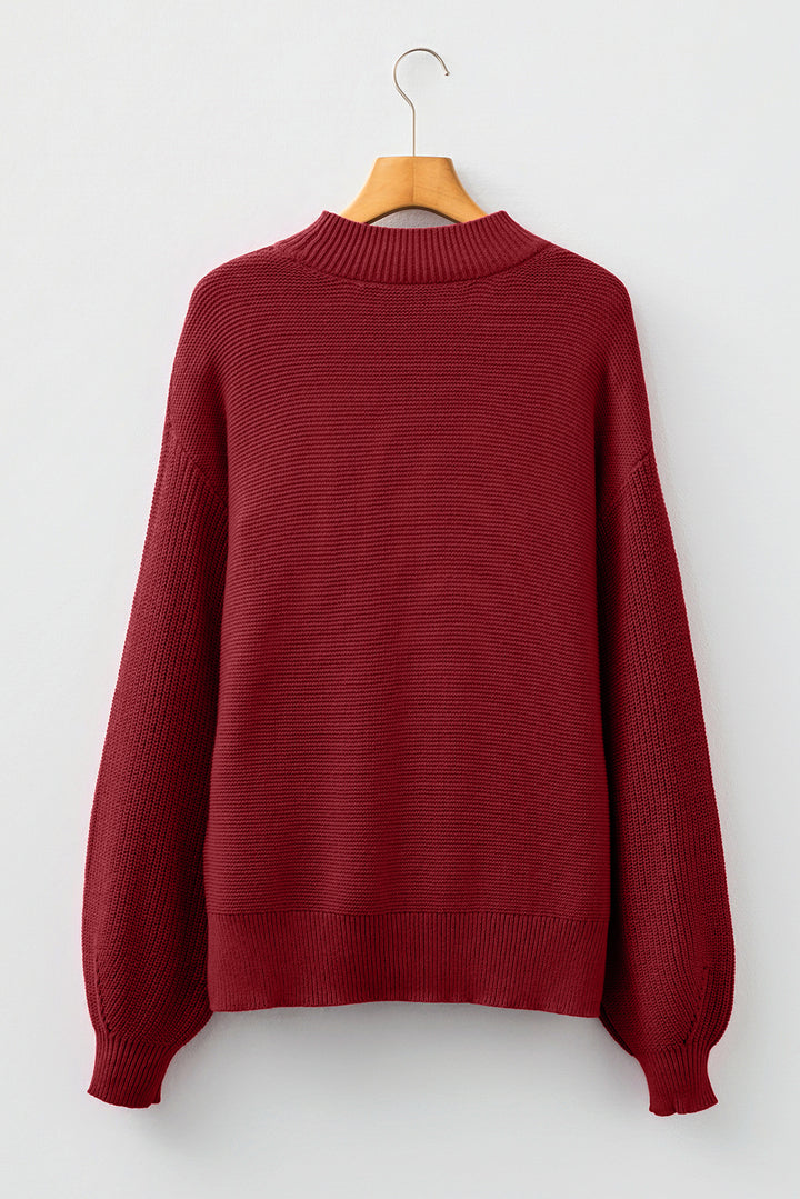 Solid Color Front Seam Drop Shoulder Loose Sweater