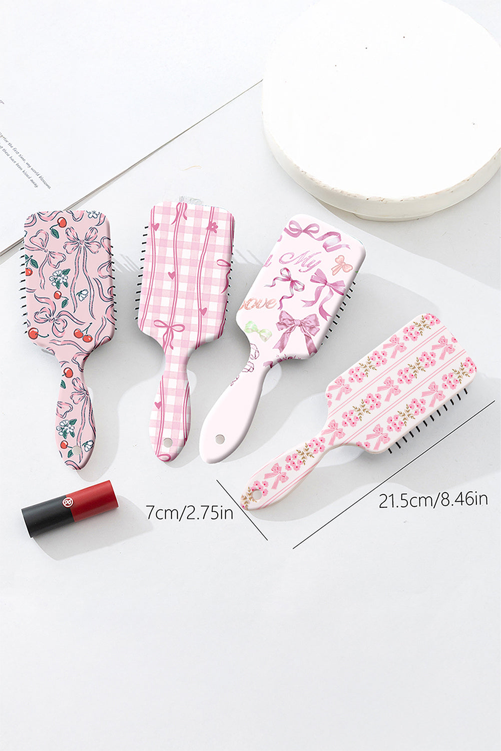 Floral Bow Print Long Handle Air Cushion Comb