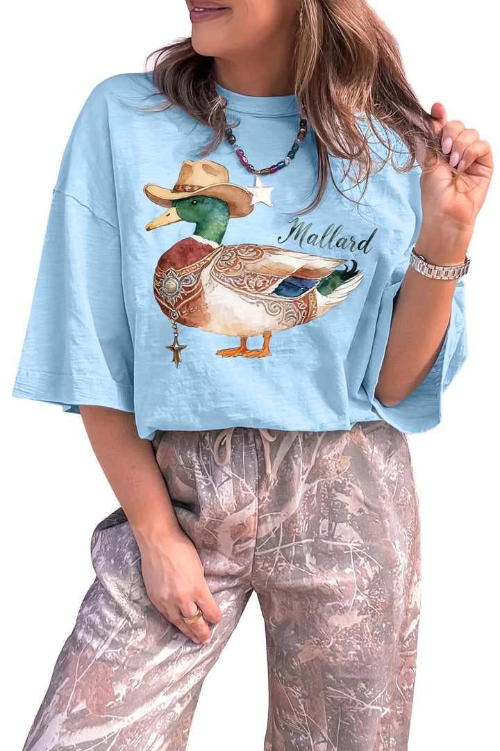 Mist Blue Western Mallard Oversized Tee