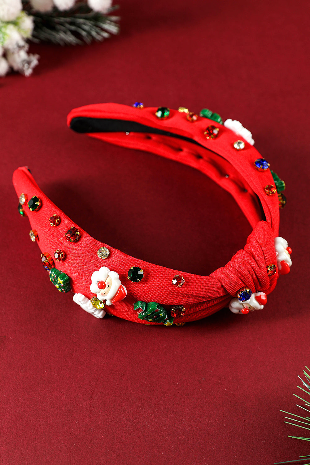 Bandeau noué en strass à motif de Noël