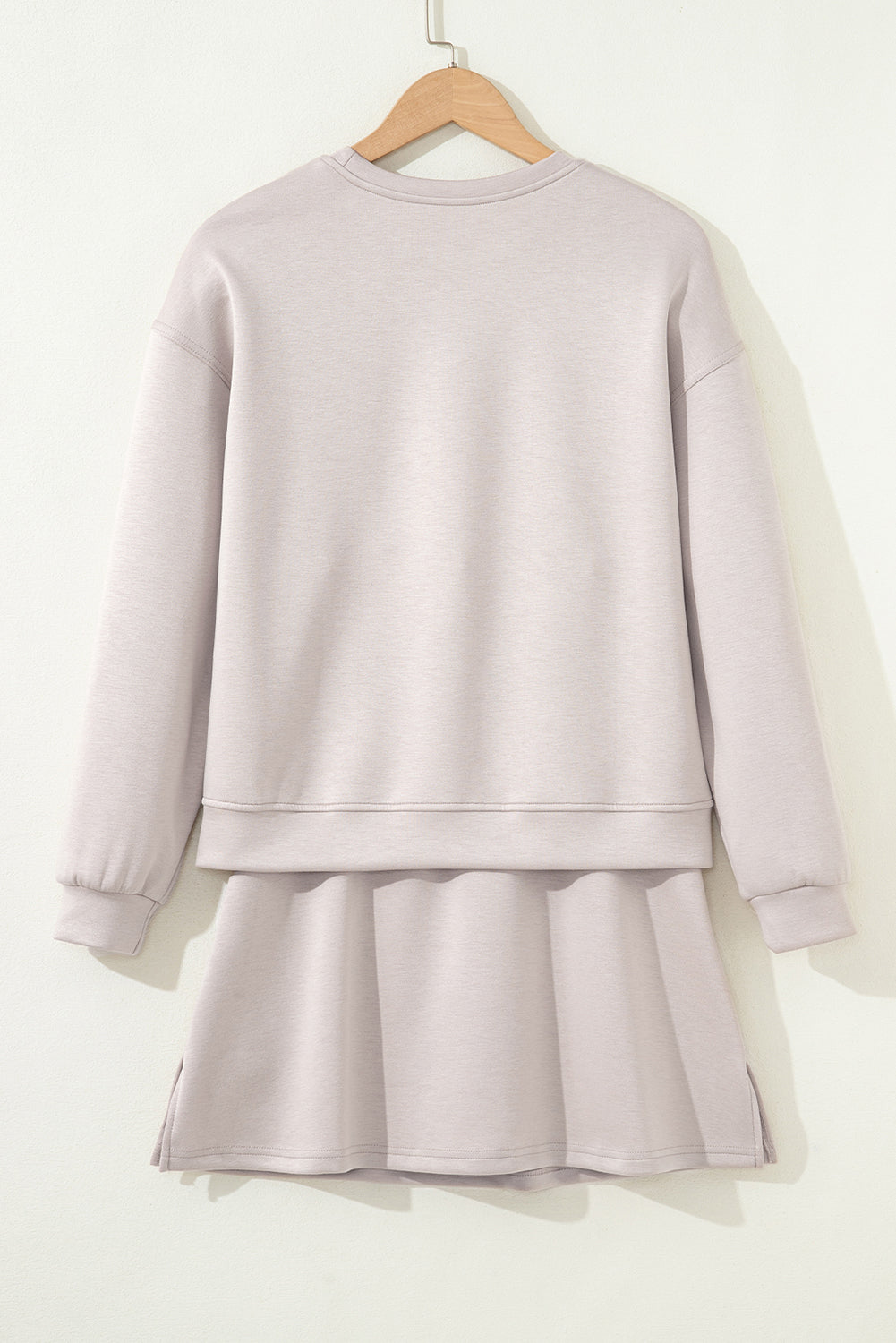 Jet Stream Solid Color Pullover Drawstring Mini Skirt 2pcs Outfit