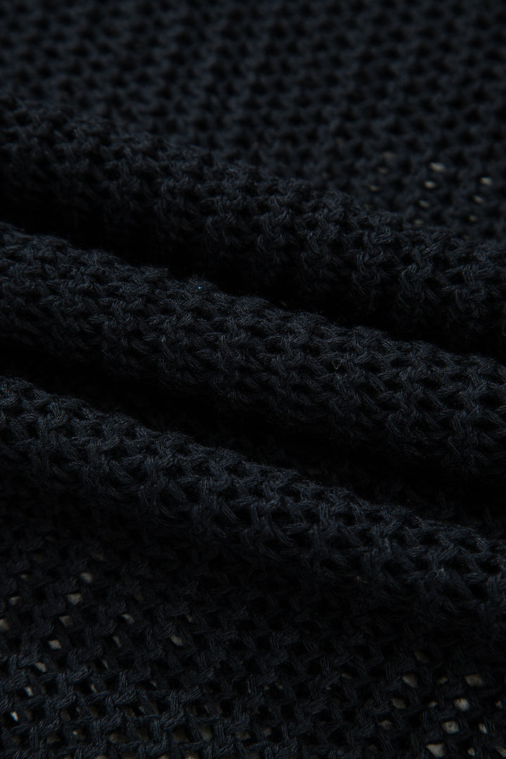 Black Crochet Hollow-out Jumper Top Sweater