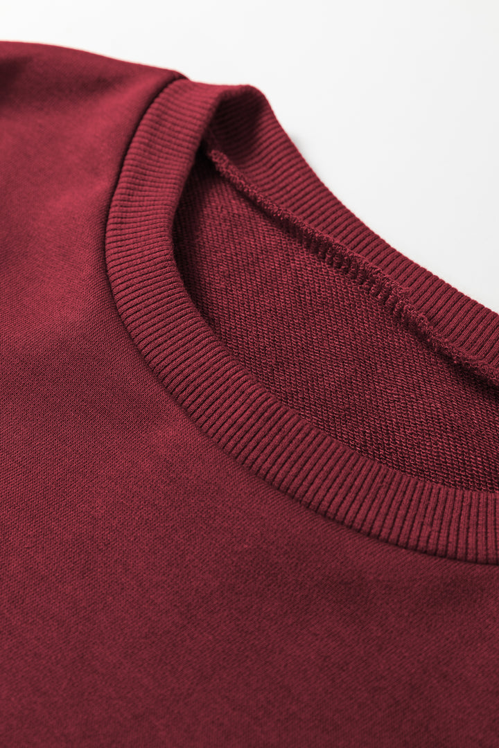 Burgundy Varsity Striped Long Sleeve Pullover Drawstring Sweatpants Set