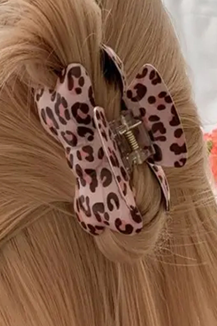 Leopard Print Bowknot Shape Claw Clip
