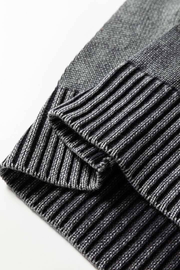Black Mineral Wash V Neck Knit Exposed Seam Drop Shoulder Loose Sweater