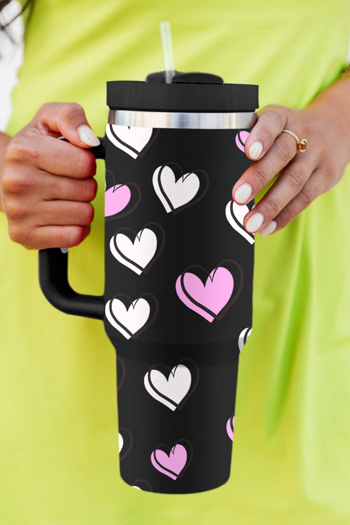 Tasse isotherme avec poignée et imprimé cœur de la Saint-Valentin (40 oz)