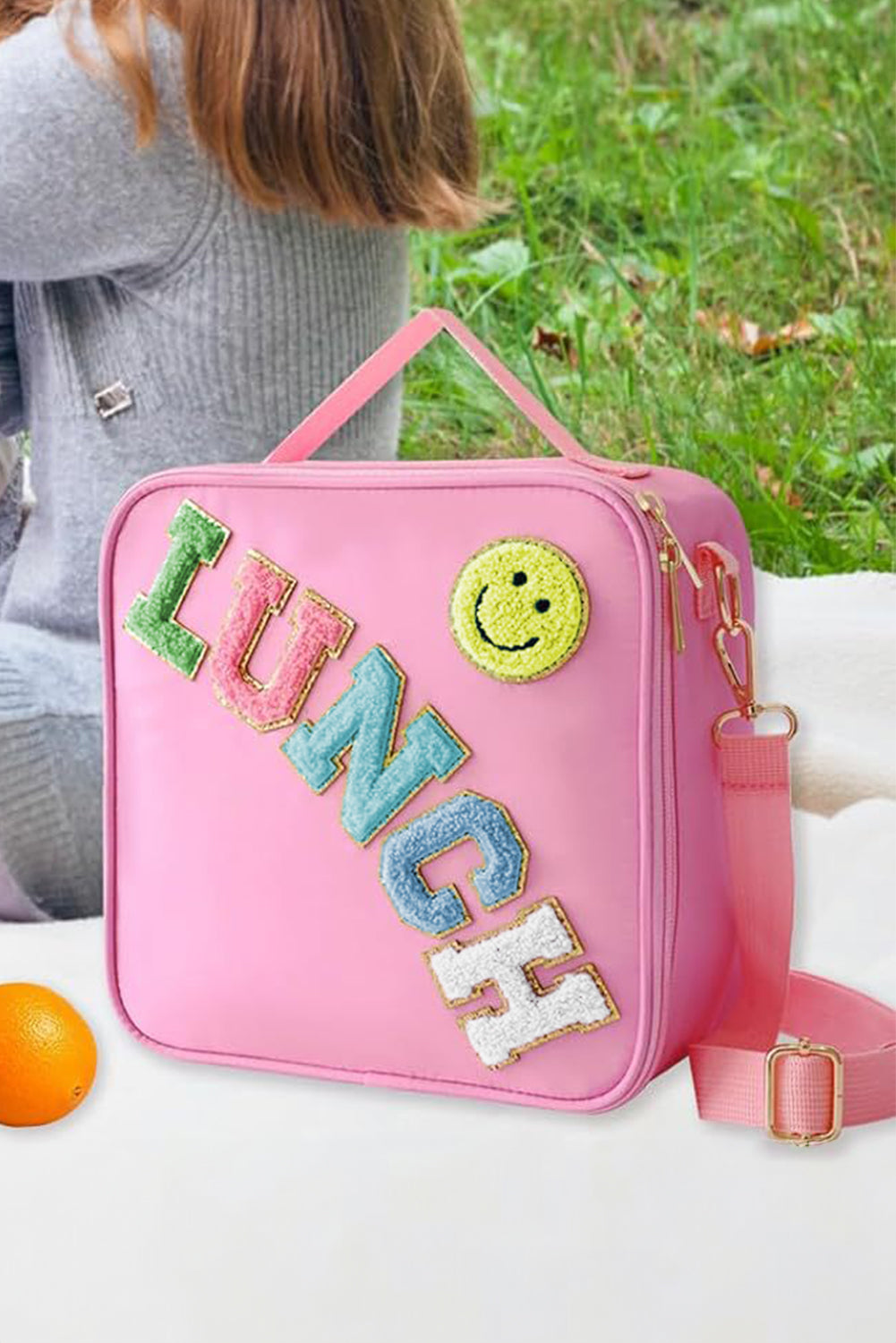 Glitter Chenille Zipper Detachable Strap Insulated Bag