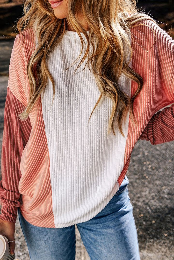 Color Block Corded Long Sleeve Top