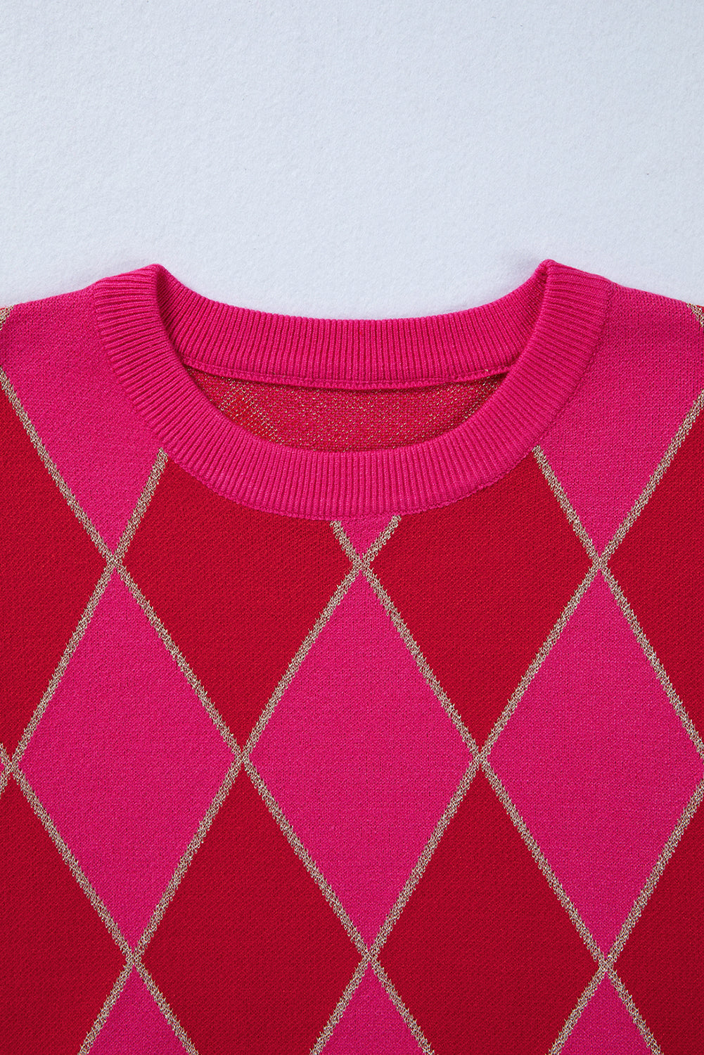 Glitter Rhombus Pattern Knit Womens Casual Sweater