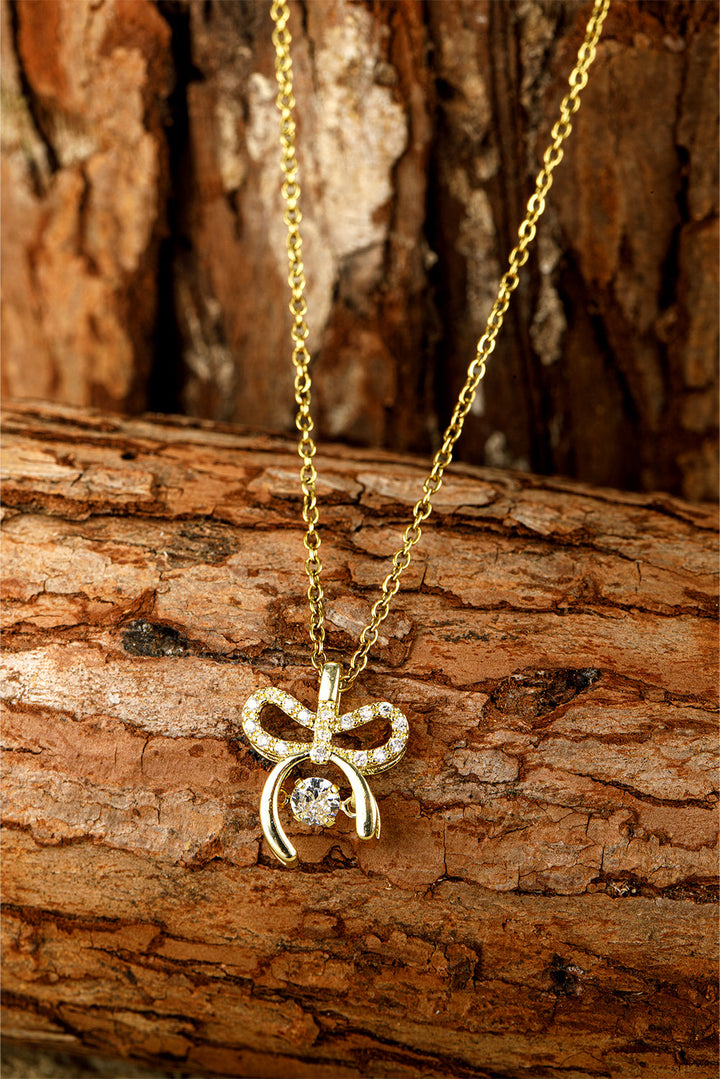 Collier en alliage plaqué avec pendentif nœud papillon en strass