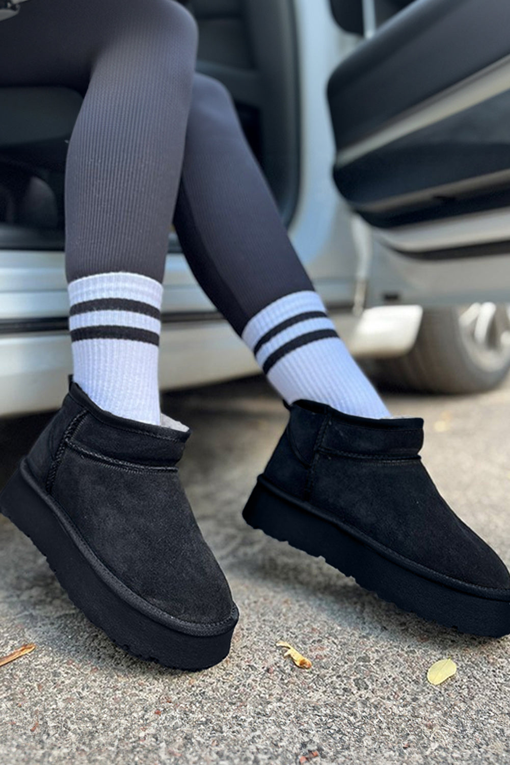 Faux Fur Lined Suede Ankle Snow Boots