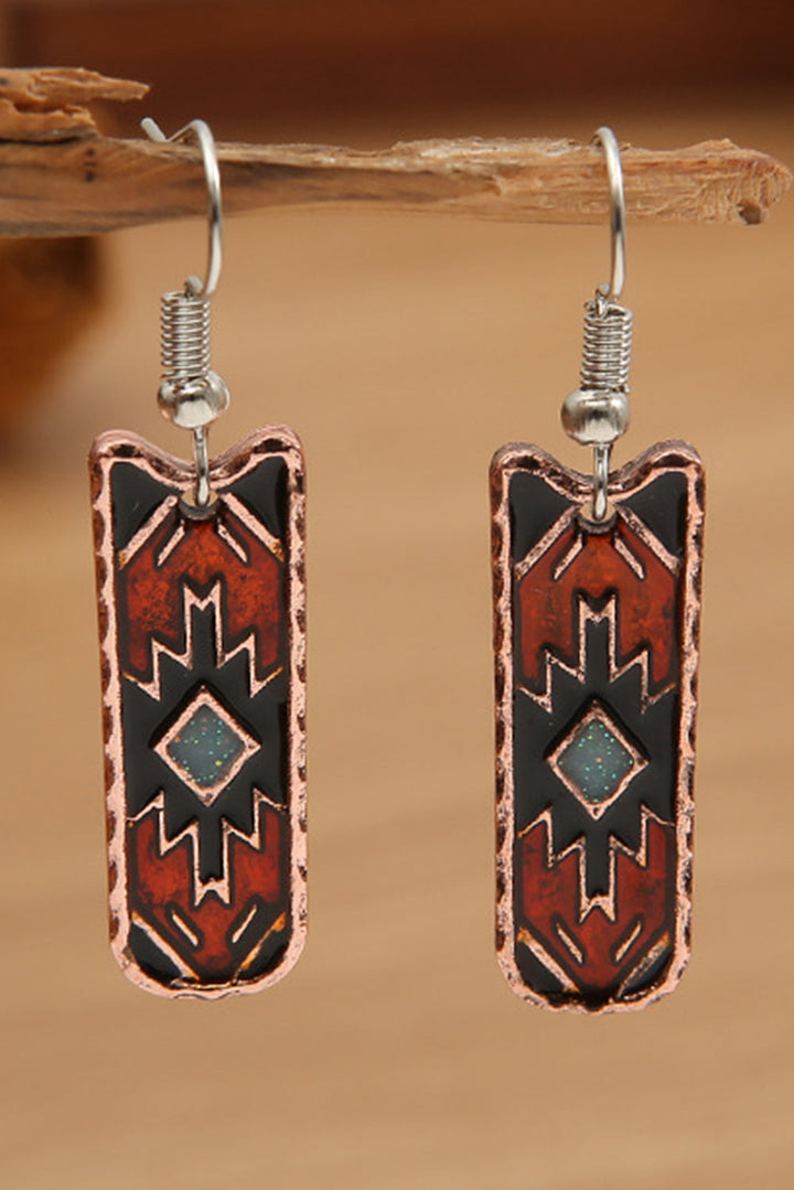 Boucles d'oreilles pendantes en alliage à motif aztèque occidental