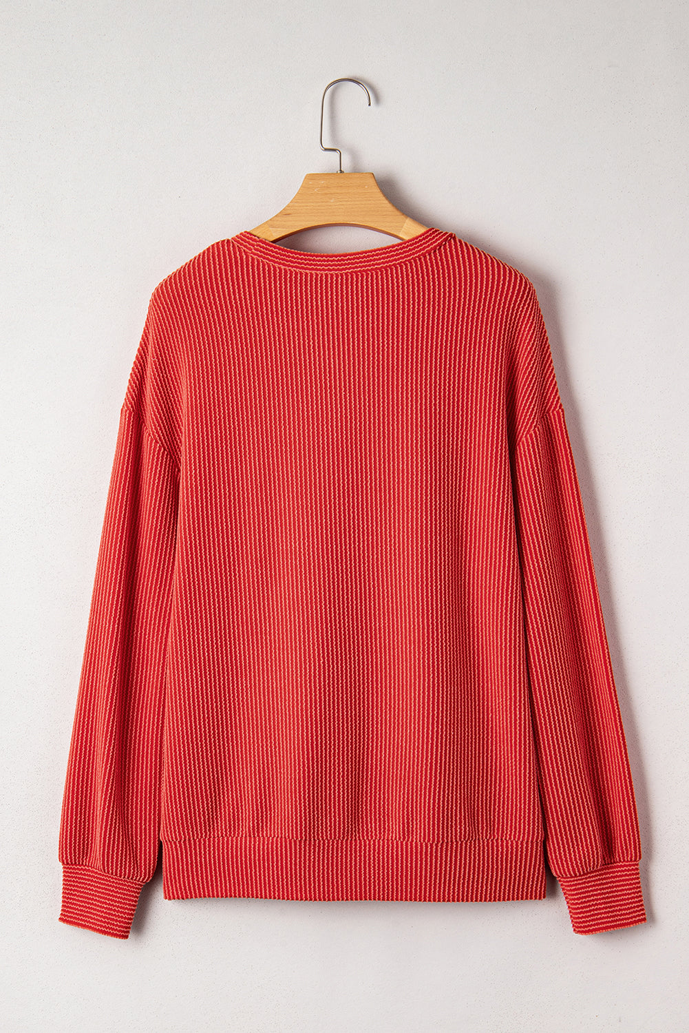 Twisted Rib Outlined Merry Letter Graphic Loose Long Sleeve Top