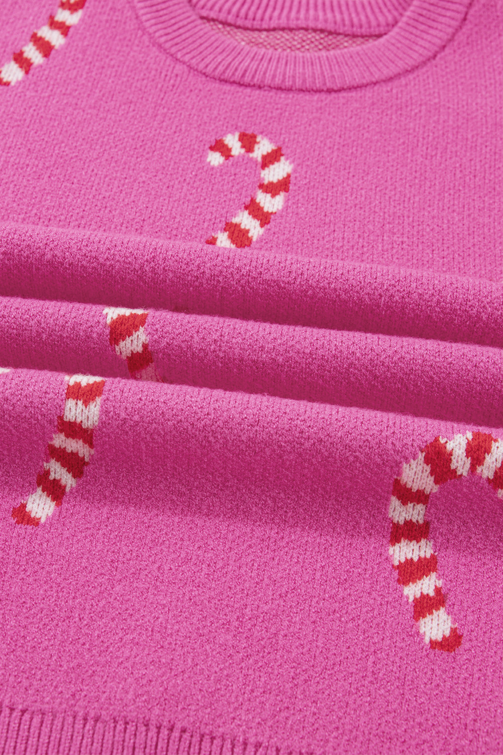 Christmas Candy Cane Holiday Drop Shoulder Sweater