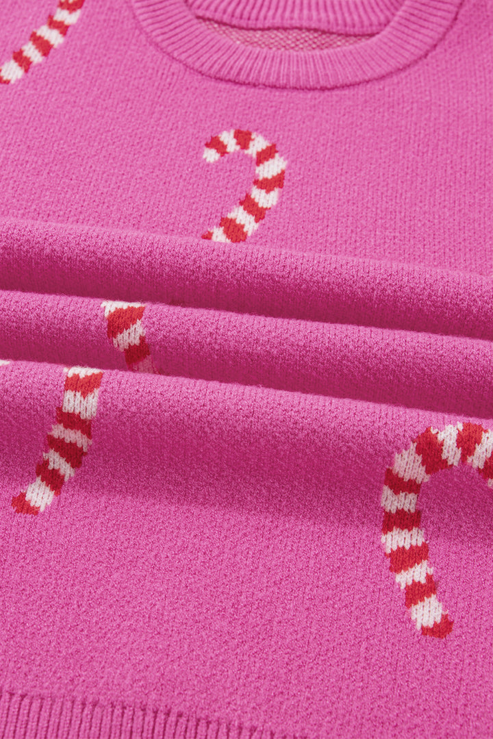 Christmas Candy Cane Holiday Drop Shoulder Sweater
