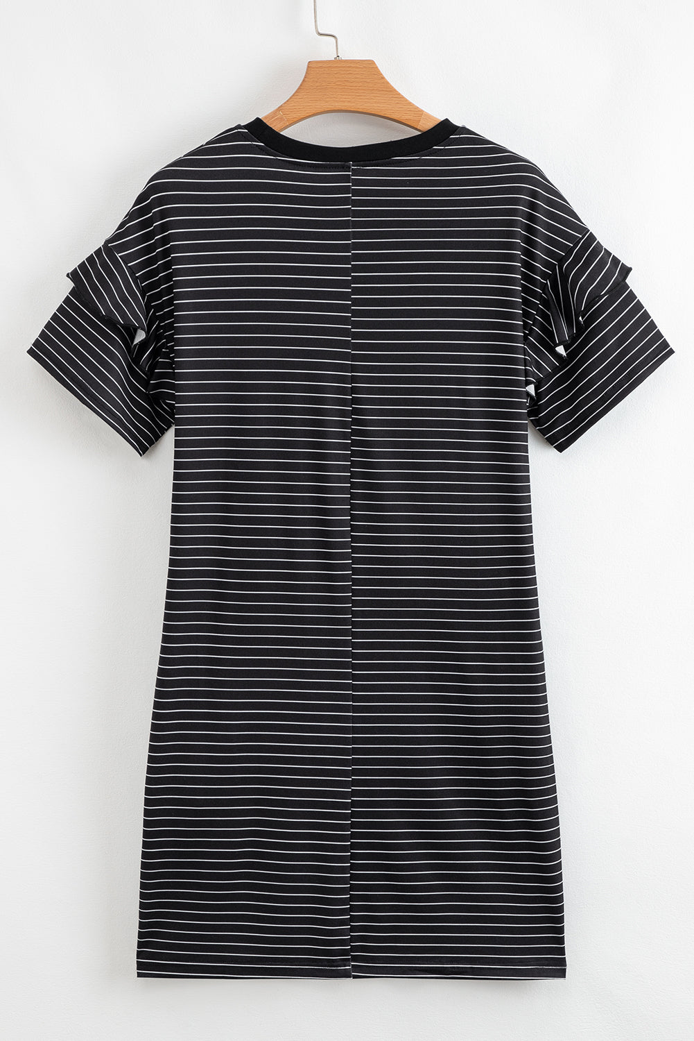 ruffled short sleeve crew neck t shirt shift mini dress 1