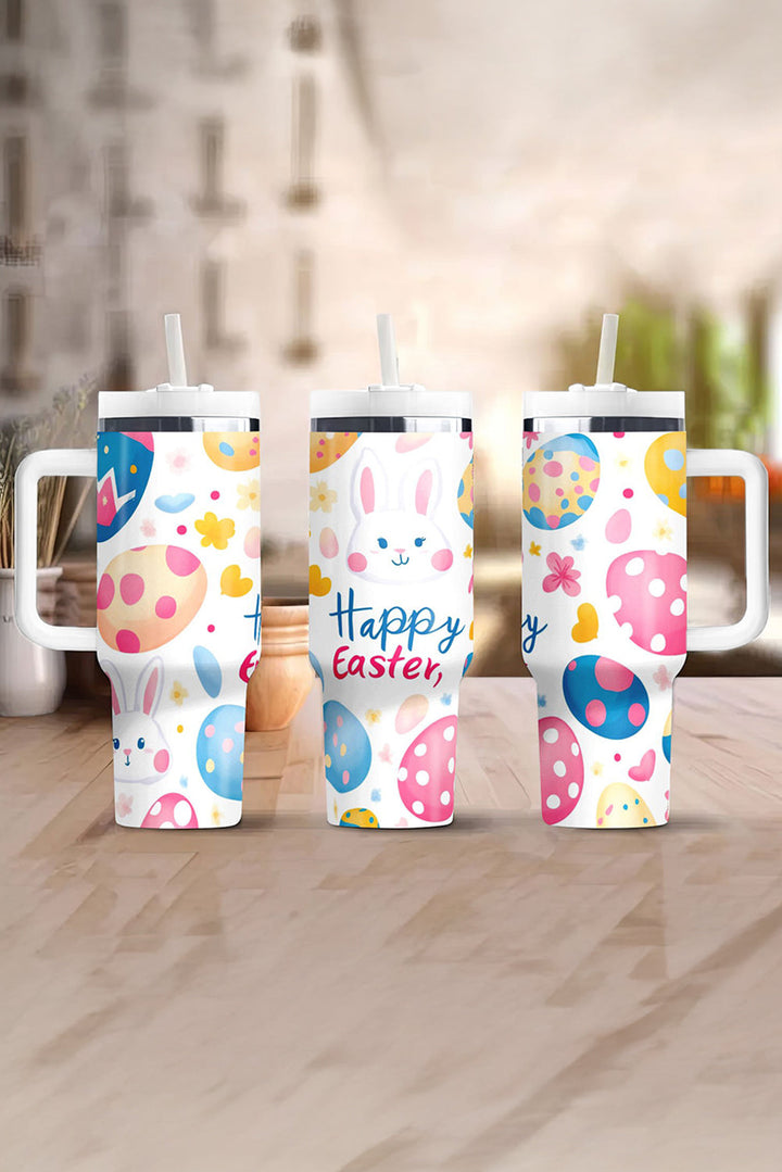 Gobelet isotherme imprimé « Joyeuses Pâques » avec œufs de lapin