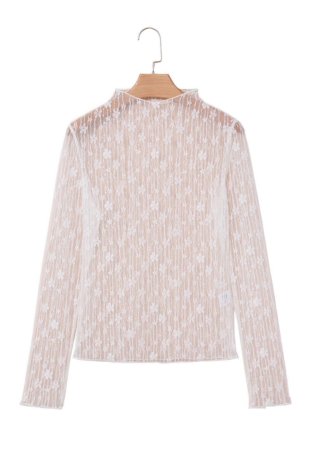 Sheer Floral Lace Long Sleeve Slim Fit Top
