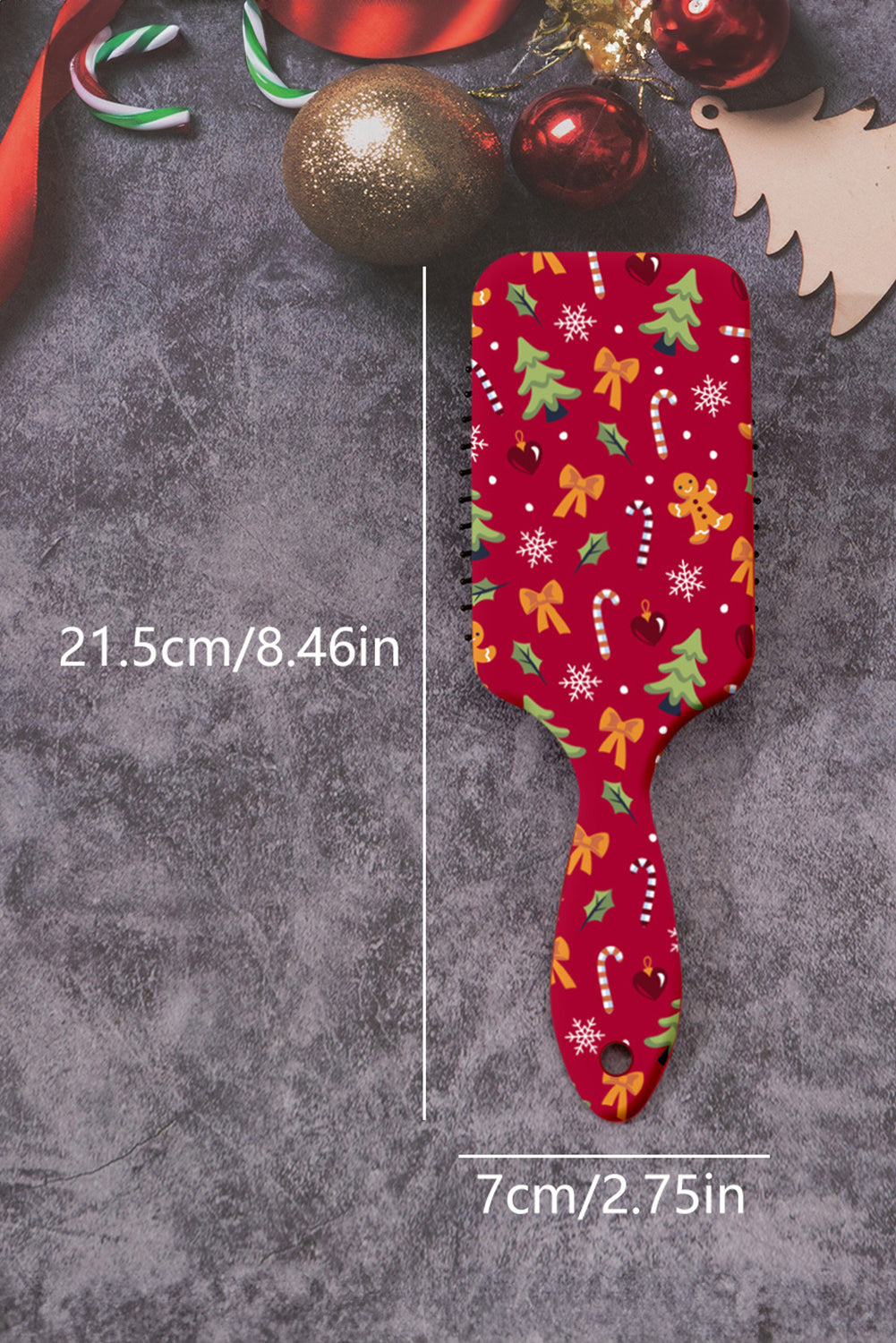 Christmas Themed Print Paddle Hair Brush