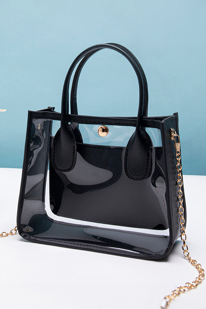 PVC PU Leather Patchwork Chain Strap Shoulder Bag