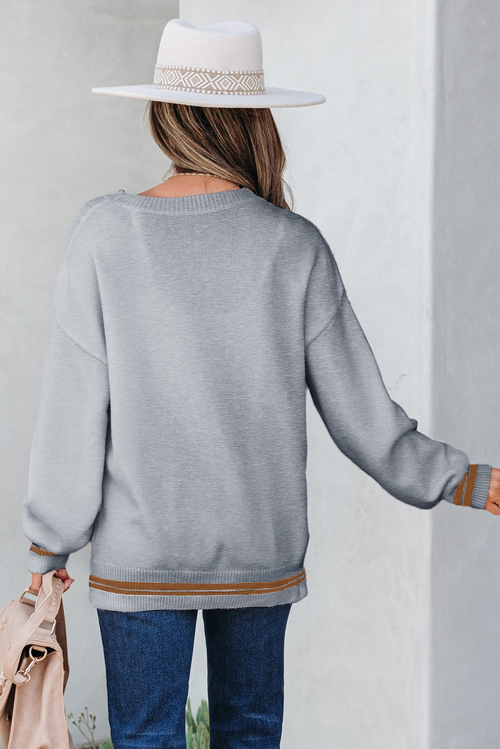 Light Grey See You Cowboy Embroidered Western Graphic Sweater