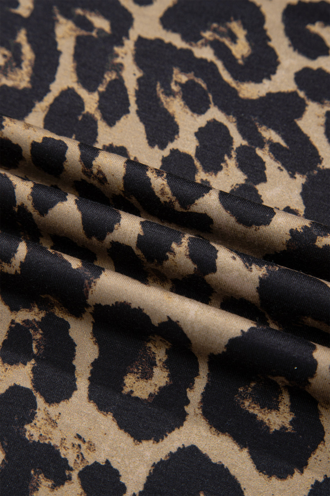 Brown Leopard Print Slim Long Sleeve T Shirt