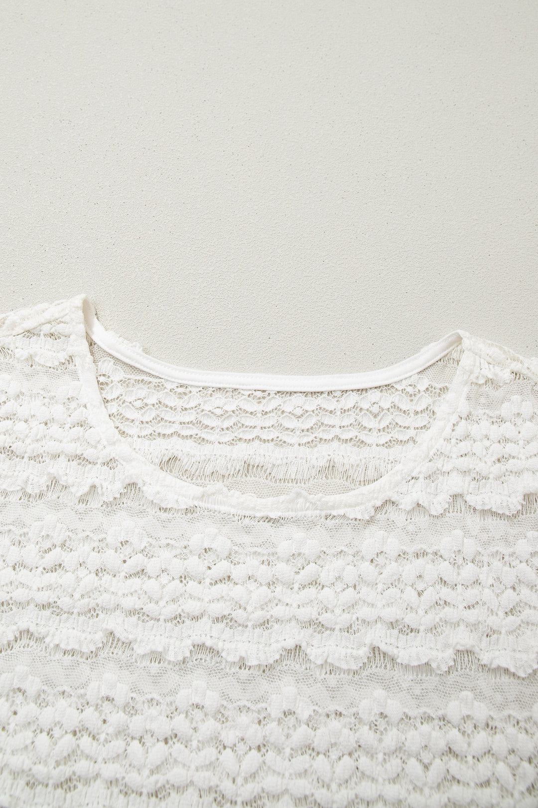 White Sheer Lace Short Sleeve Top