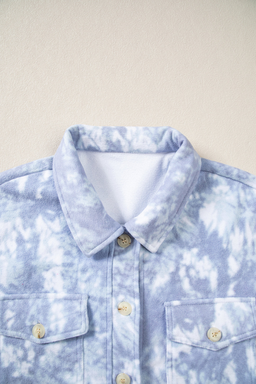 Gray Abstract Print Fuzzy Collar Long Sleeve Patch Pocket Tunic Jacket