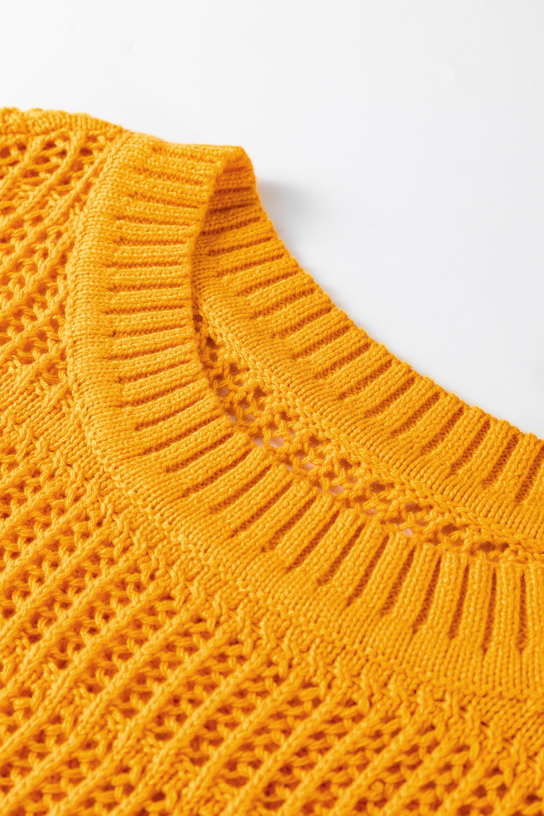 Hollow out Openwork Knit 3/4 Sleeve Sweater