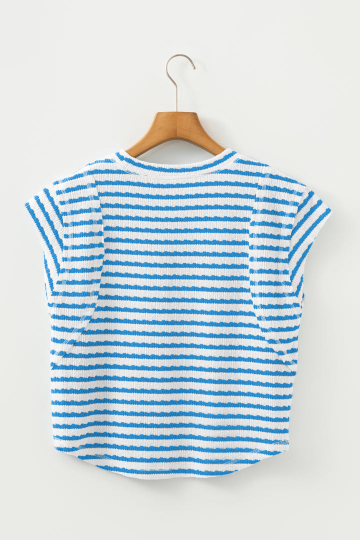 Textured Short Sleeve Patchwork T Shirt