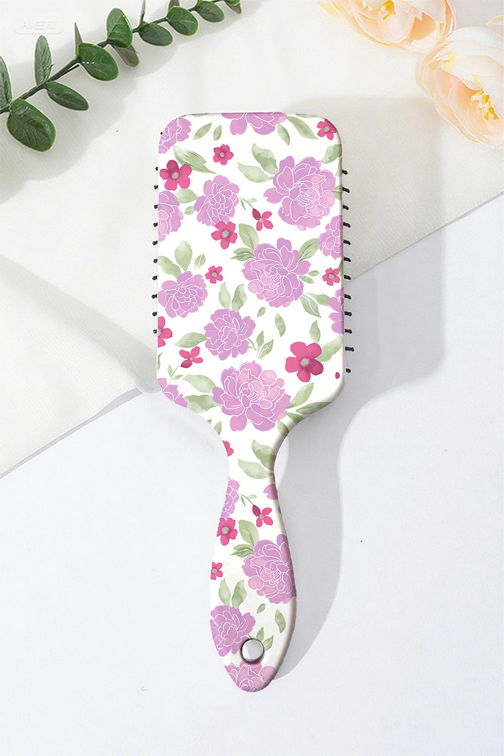 Peony Flower Print Large Paddle Air Cushion Comb
