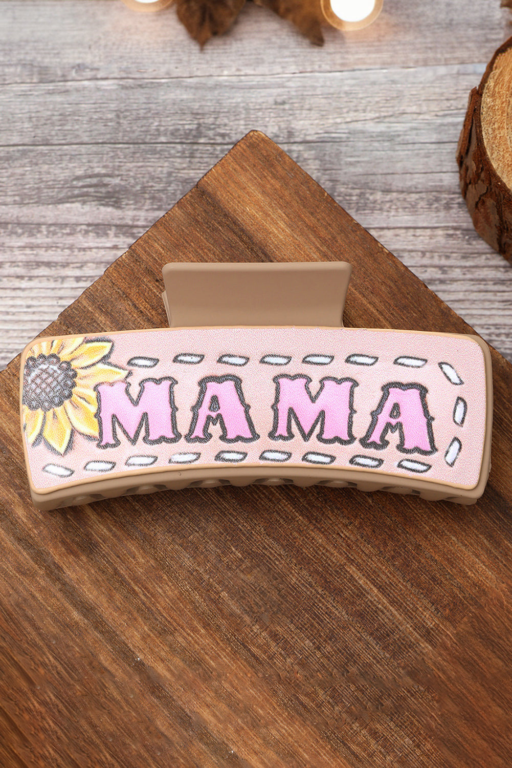 Grande pince à cheveux MAMA à imprimé tournesol