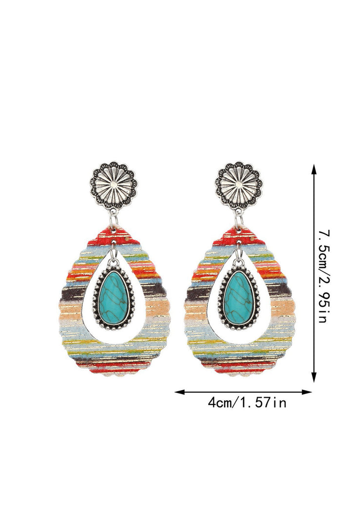 Boucles d'oreilles en cuir turquoise en forme de goutte d'eau creuse