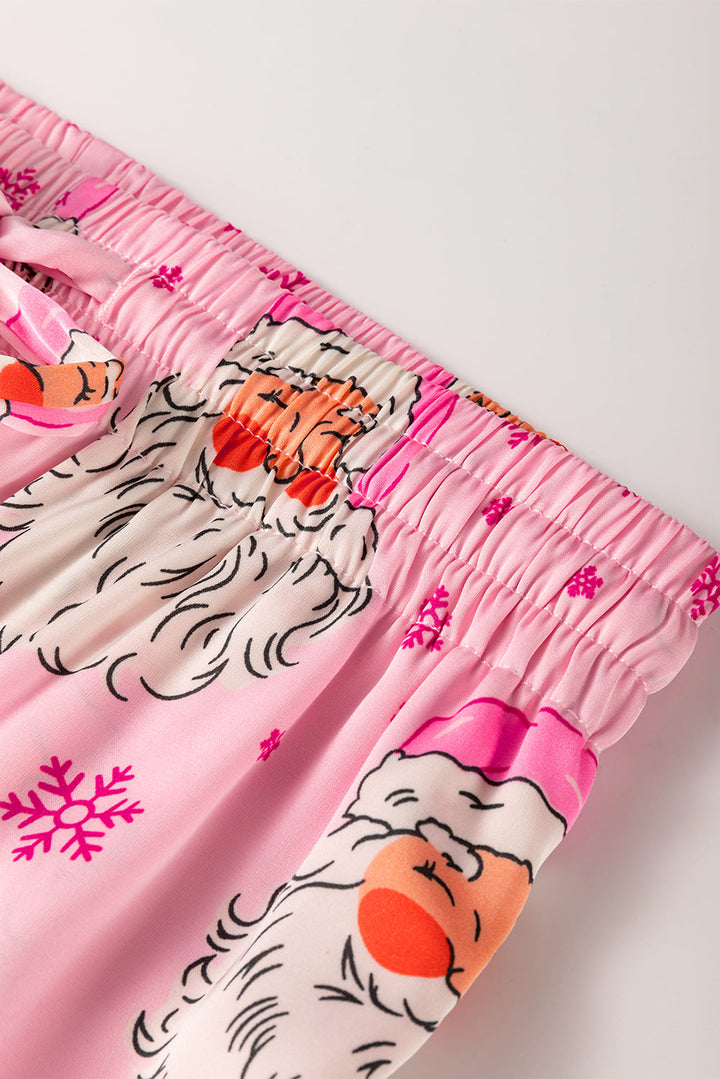 santa claus snowflake long sleeve shirt christmas pajama set