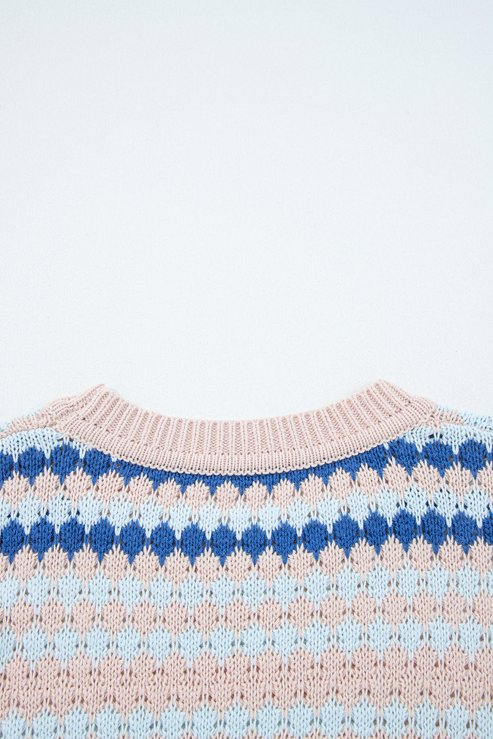 Eyelet Patterned Drop Shoulder Sweater