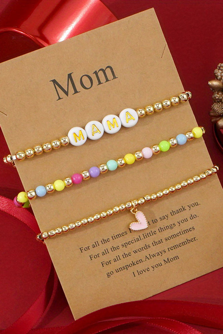 Bracelet extensible multicouche en perles MAMA Heart