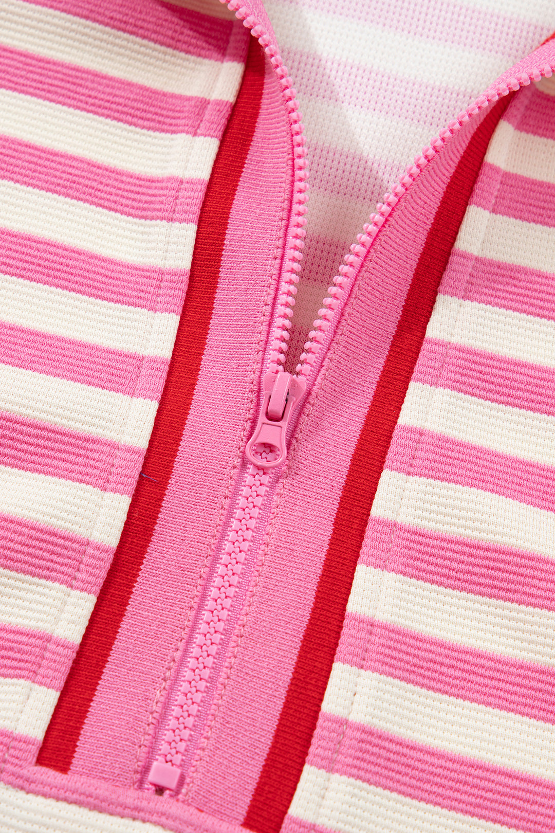 Sachet Pink Textured Stripe Print Zip Collar Sleeveless 2pcs Skort Set