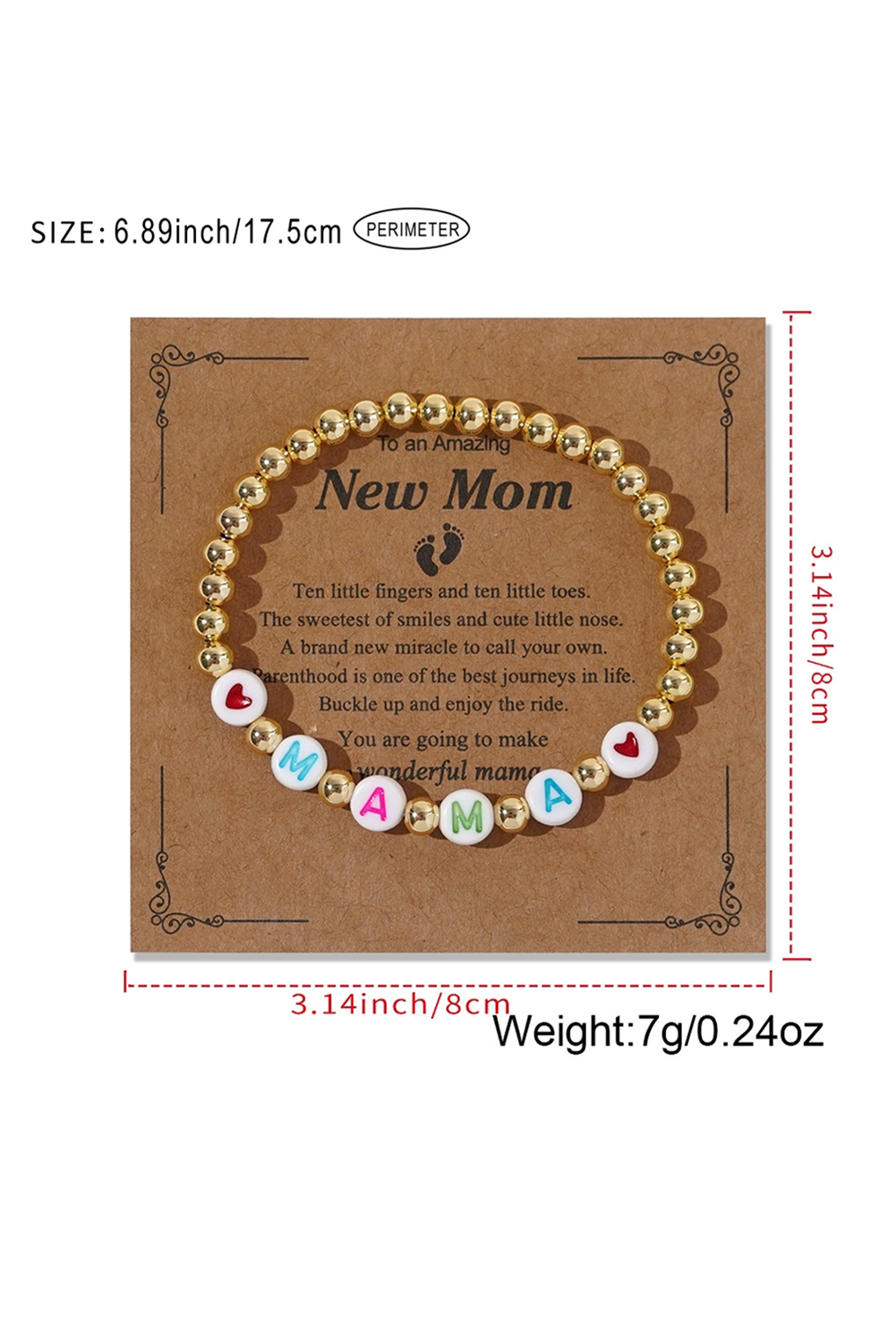 Bracelet élastique en perles MAMA Heart