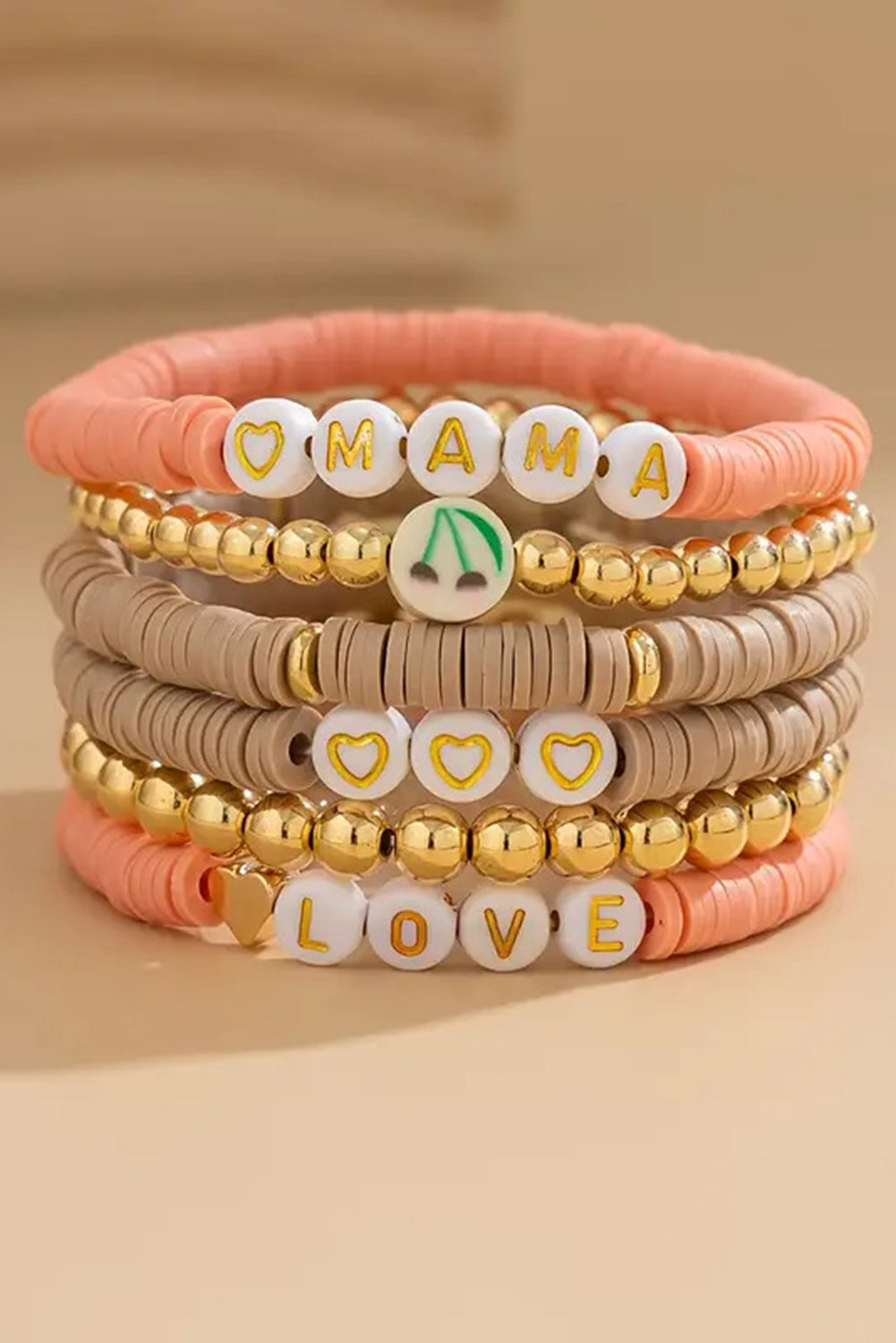 Mama Love Heart Beaded Multi Layer Bracelet