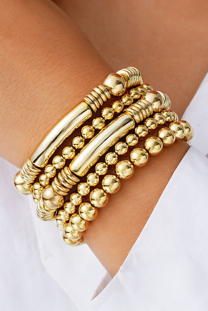 Elastisches Armbandset mit Perlen und mehrlagiger plattierter Legierung