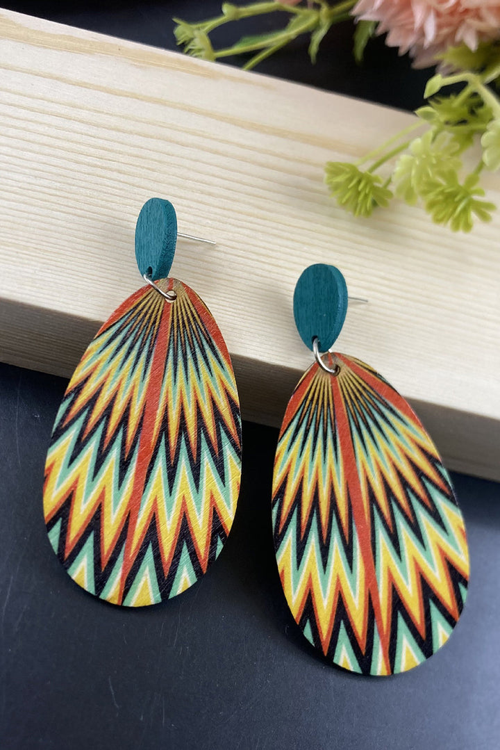 Boucles d'oreilles pendantes à imprimé abstrait bohème