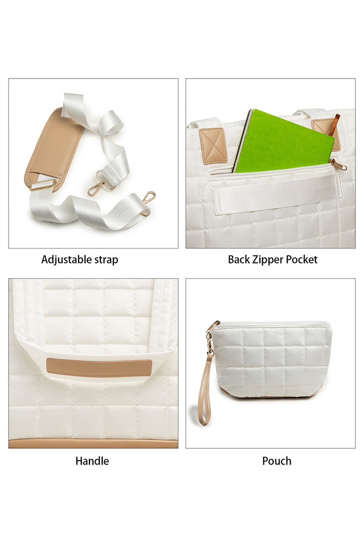 Quilted Patchwork Large Tote Bag and Clutch 2pcs Set