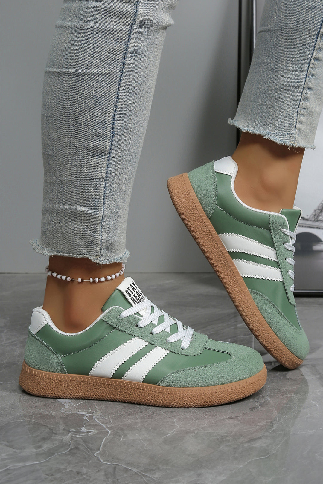 Varsity Color Block Patchwork PU Leather Lace Up Shoes